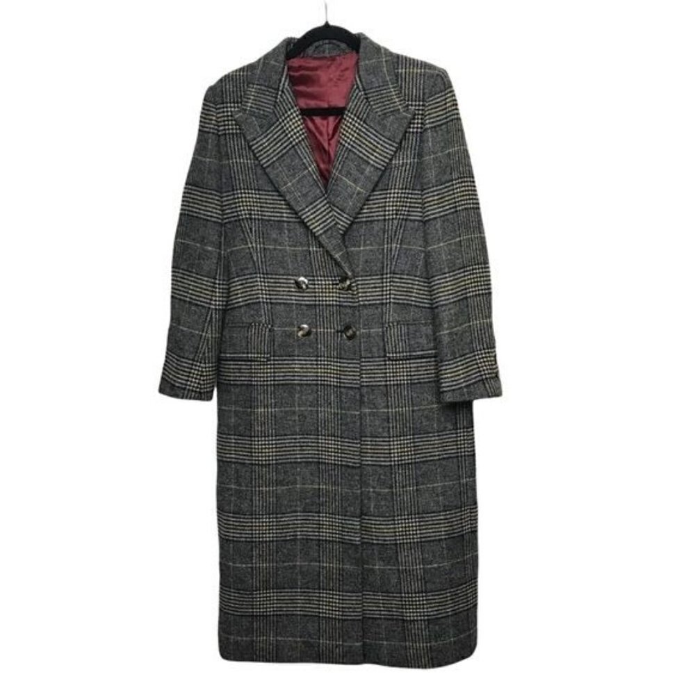 AlexaChung Gray Plaid Double Breasted Felted Coat Alexa Chung Size US 4 - 6